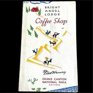 Vintage Bright Angel Lodge Coffee Shop Grand Canyon National Park Arizona Menu